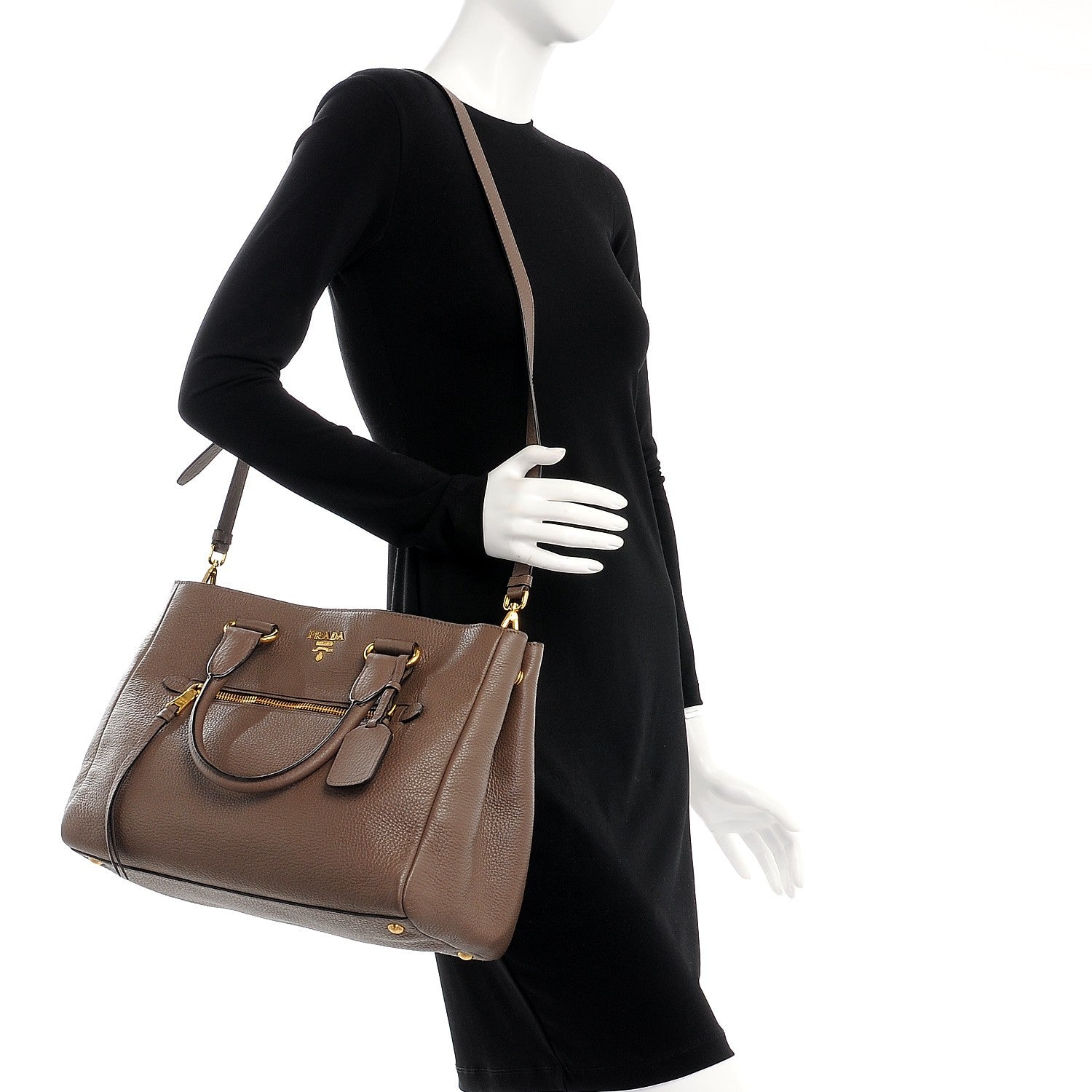 Prada Vitello Daino Shopping Tote Bambu 2 of 8