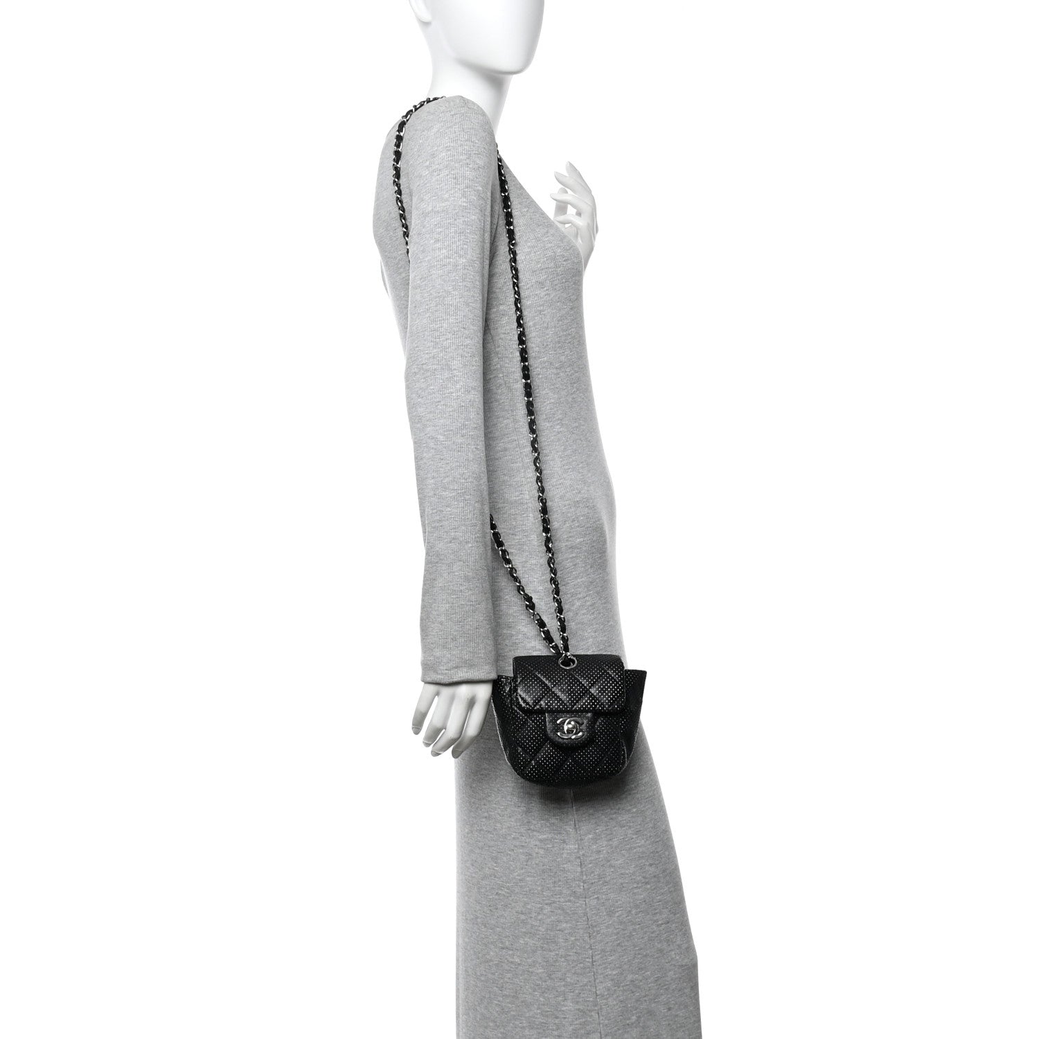 Chanel Lambskin Perforated Mini Flap Bag Black 2 of 10