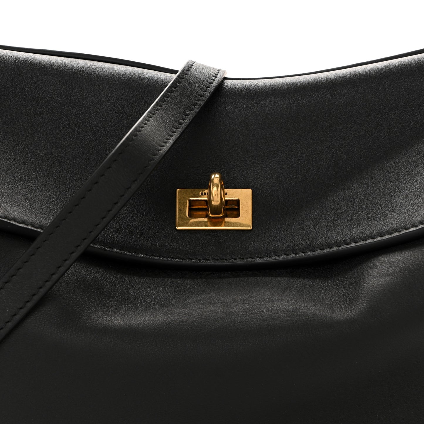 Natural Smooth Calfskin Medium Rodeo Top Handle Handbag Black