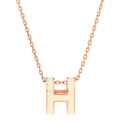 Hermes Lacquered Rose Gold Mini Pop H Pendant Necklace White 4 of 6