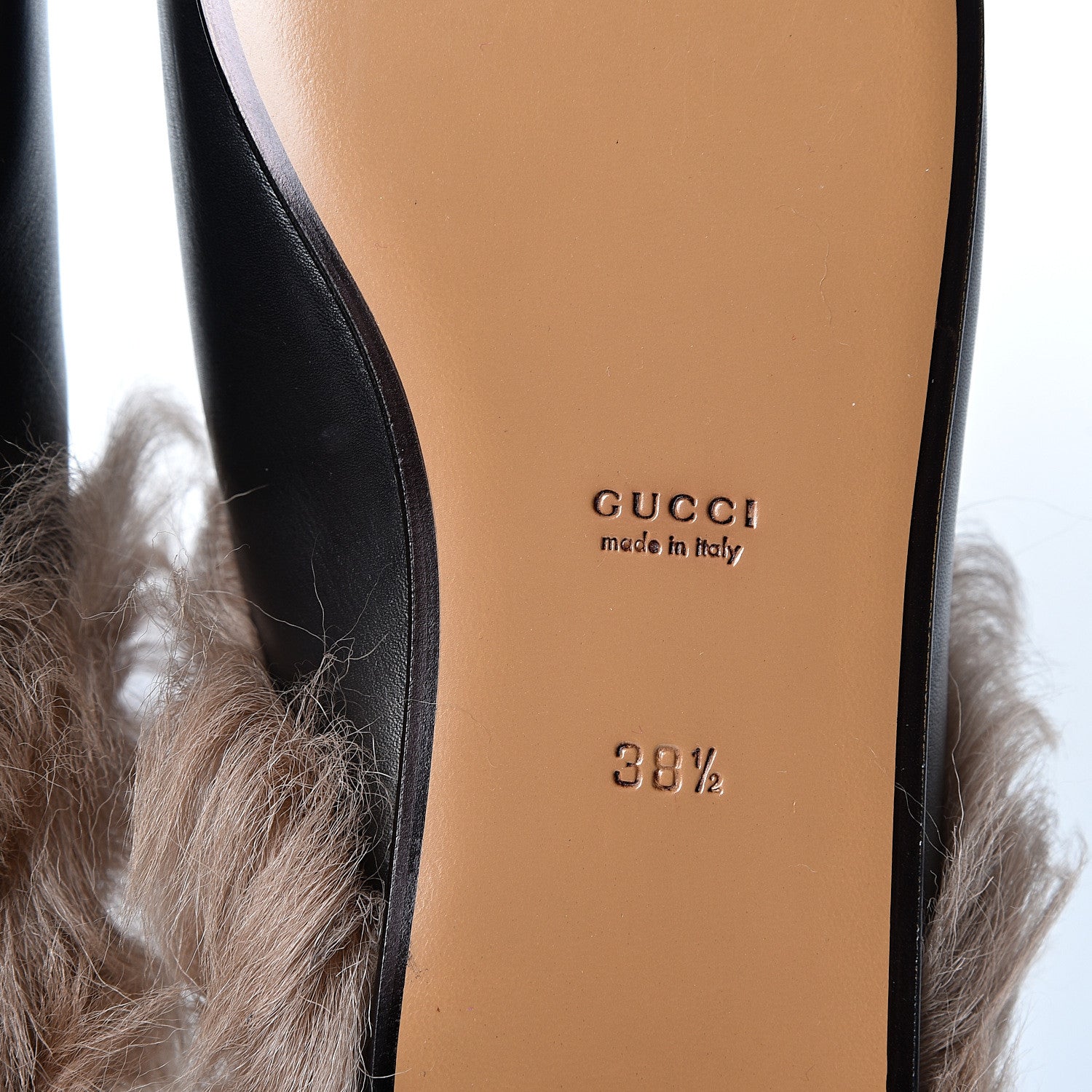 Gucci Calfskin Fur Womens Princetown Slippers 38.5 Black 8 of 9