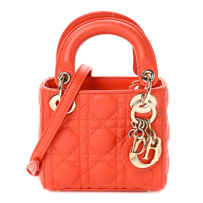 Christian Dior Lambskin Cannage Micro Lady Dior Orange 1 of 10