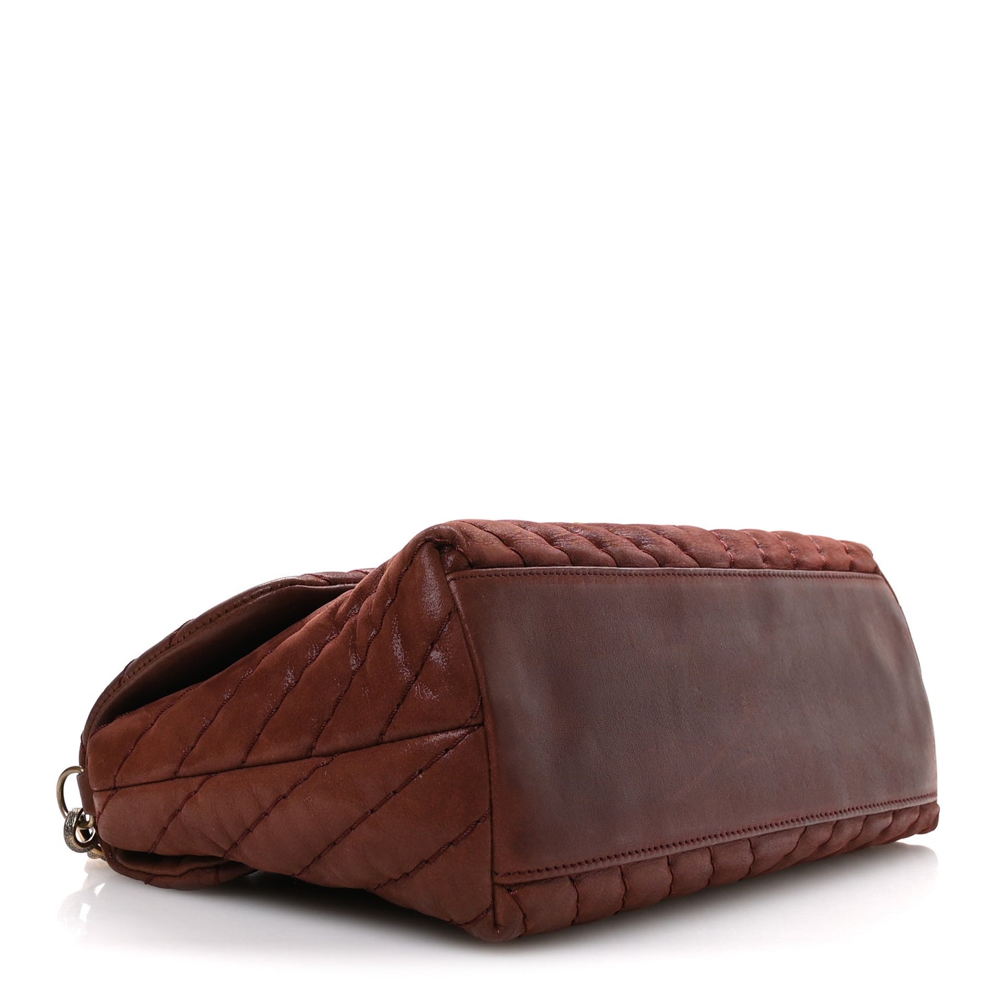 Iridescent Calfskin Surpique Chevron Flap Burgundy