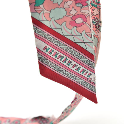 Hermes Silk Tapis Persans Twilly Rose Vert De Eau Creme 4 of 5
