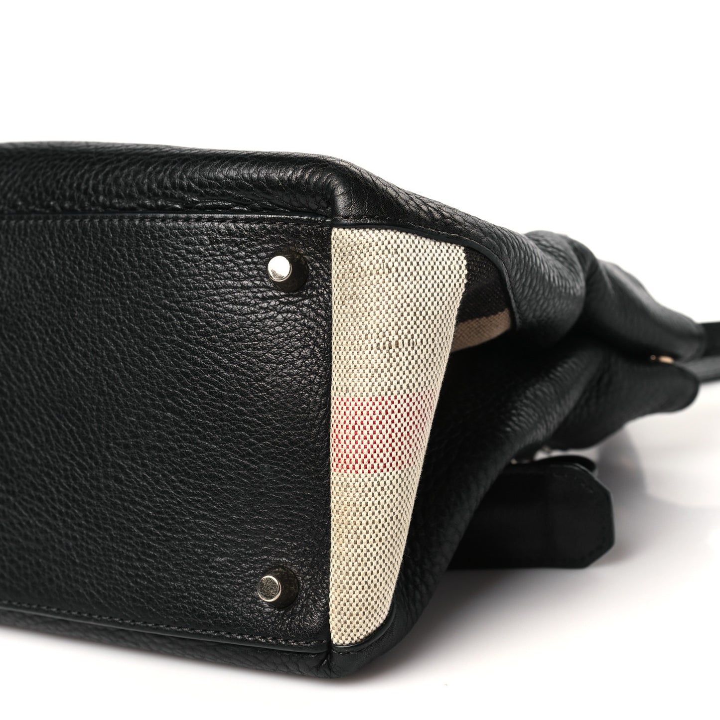 Grainy Calfskin House Check Small Maidstone Black