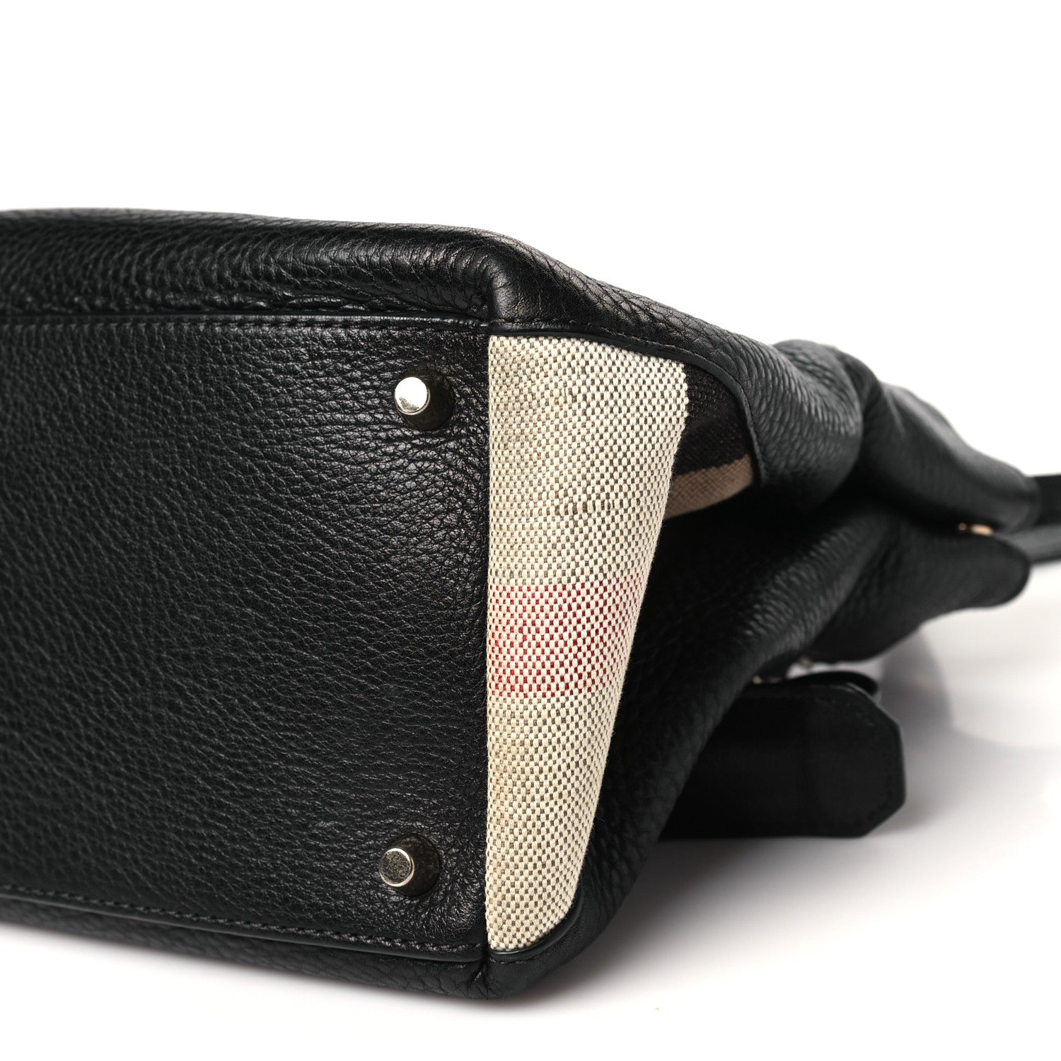 Burberry Grainy Calfskin House Check Small Maidstone Black 10 of 10