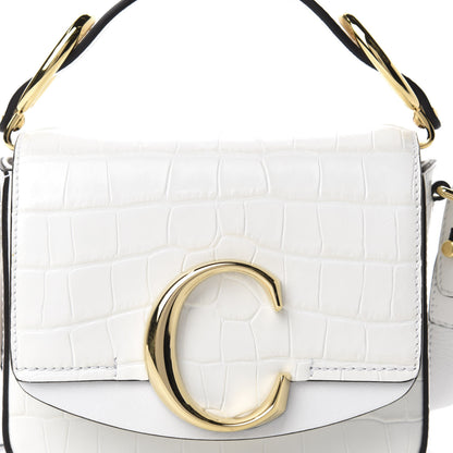 Chloe Calfskin Crocodile Embossed Mini C Double Carry Brilliant White 9 of 9