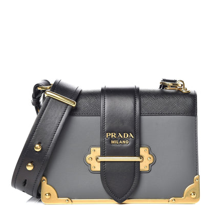 Prada City Calfskin Saffiano Cahier Bag Mercurio Black 1 of 8