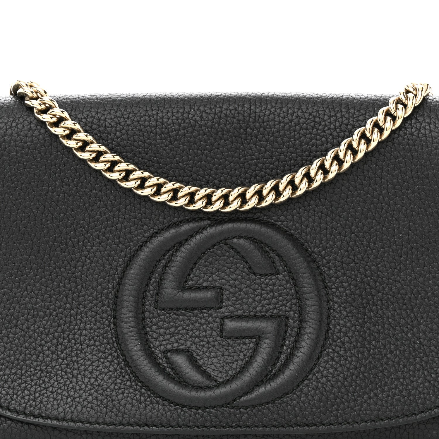 Gucci Pebbled Calfskin Medium Soho Flap Crossbody Black 8 of 12