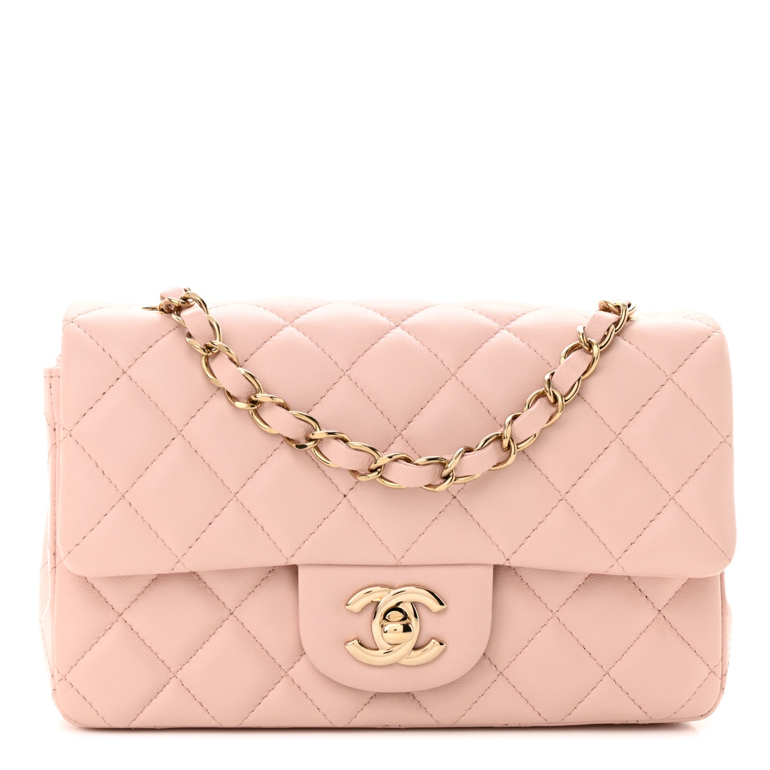 Chanel Lambskin Quilted Mini Rectangular Flap Light Pink 1 of 9