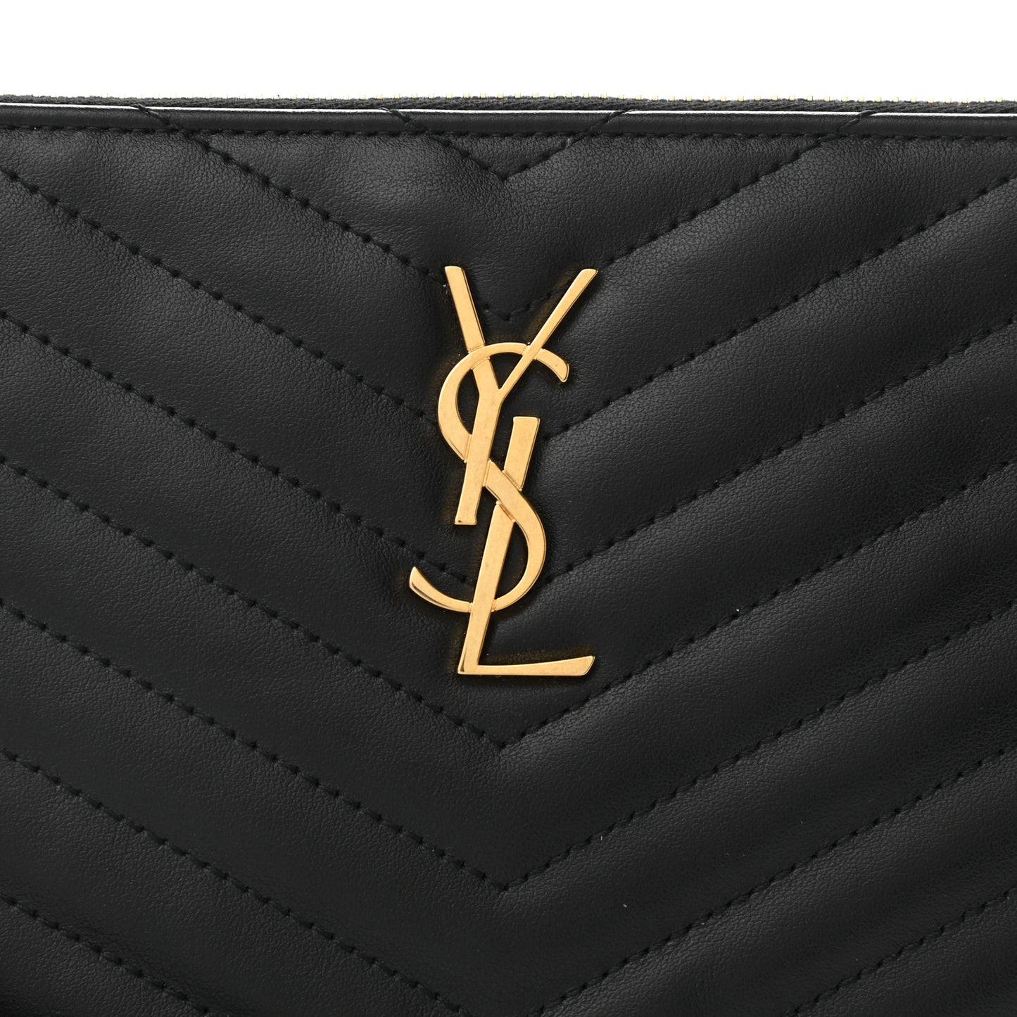 Calfskin Matelasse Chevron Monogram A5 Wristlet Black