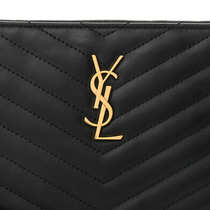 Saint Laurent Calfskin Matelasse Chevron Monogram A5 Wristlet Black 8 of 11