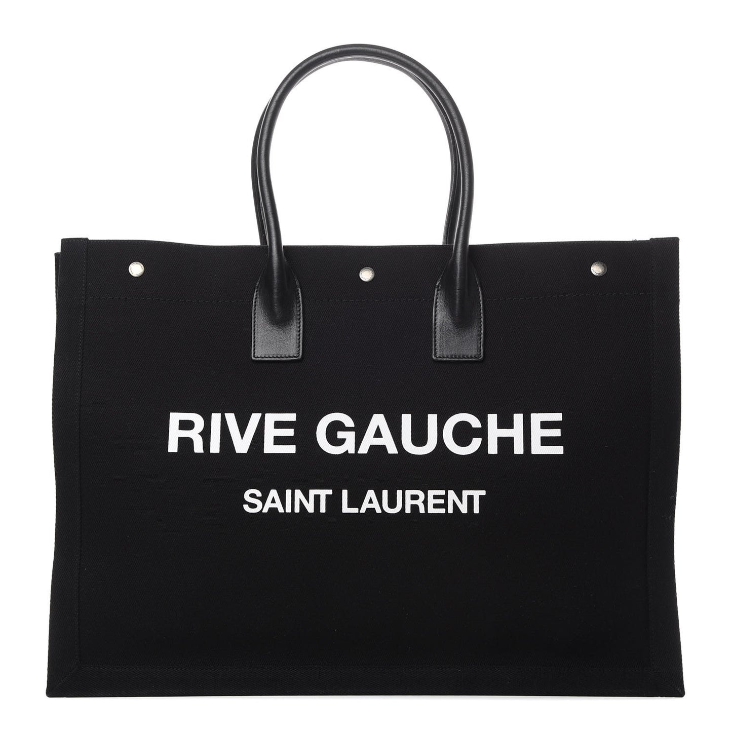 Linen Calfskin Rive Gauche Tote Black