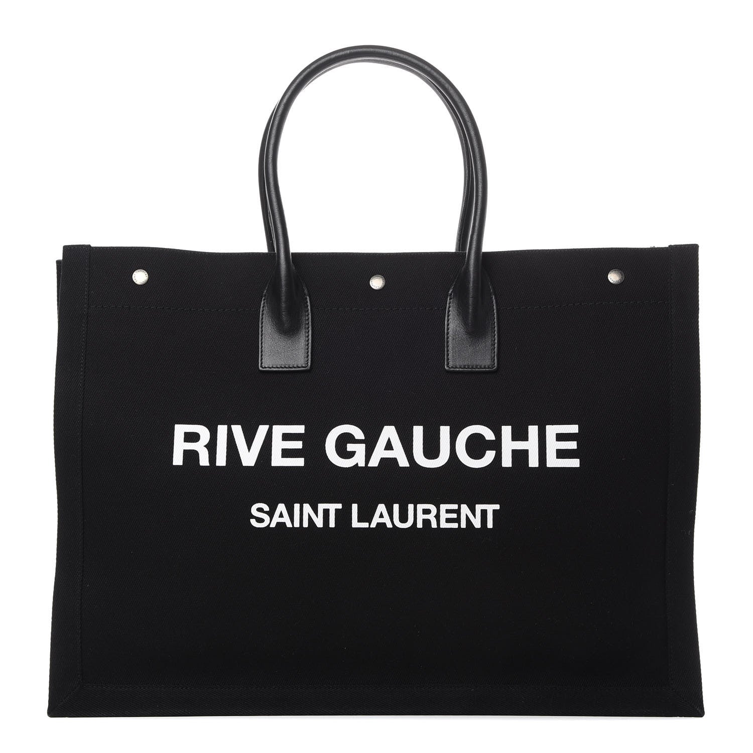 Saint Laurent Linen Calfskin Rive Gauche Tote Black 1 of 11