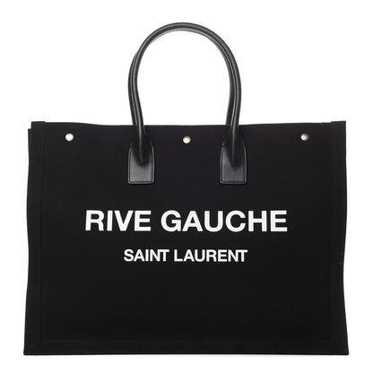 Saint Laurent Linen Calfskin Rive Gauche Tote Black 1 of 11