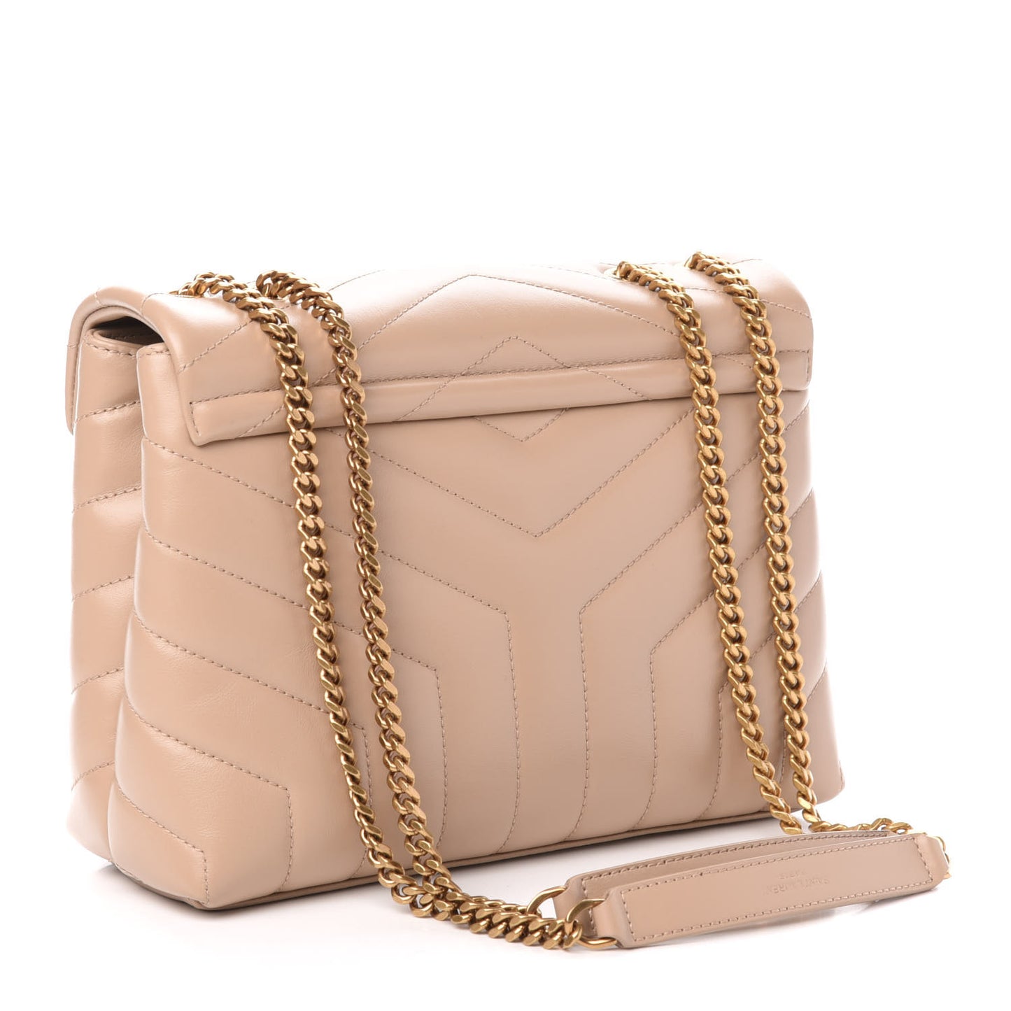 Calfskin Y Quilted Monogram Small Loulou Chain Satchel Dark Beige