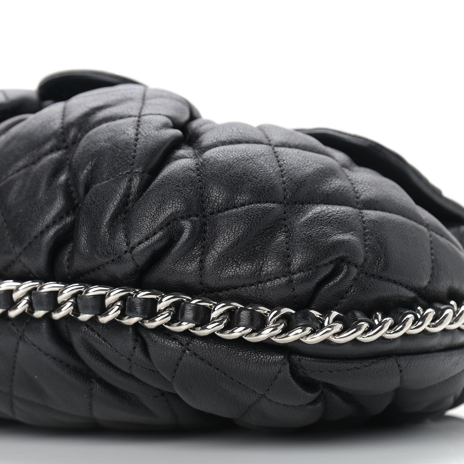 Chanel Washed Lambskin Quilted Medium Chain Around Messenger Black 11 of 11