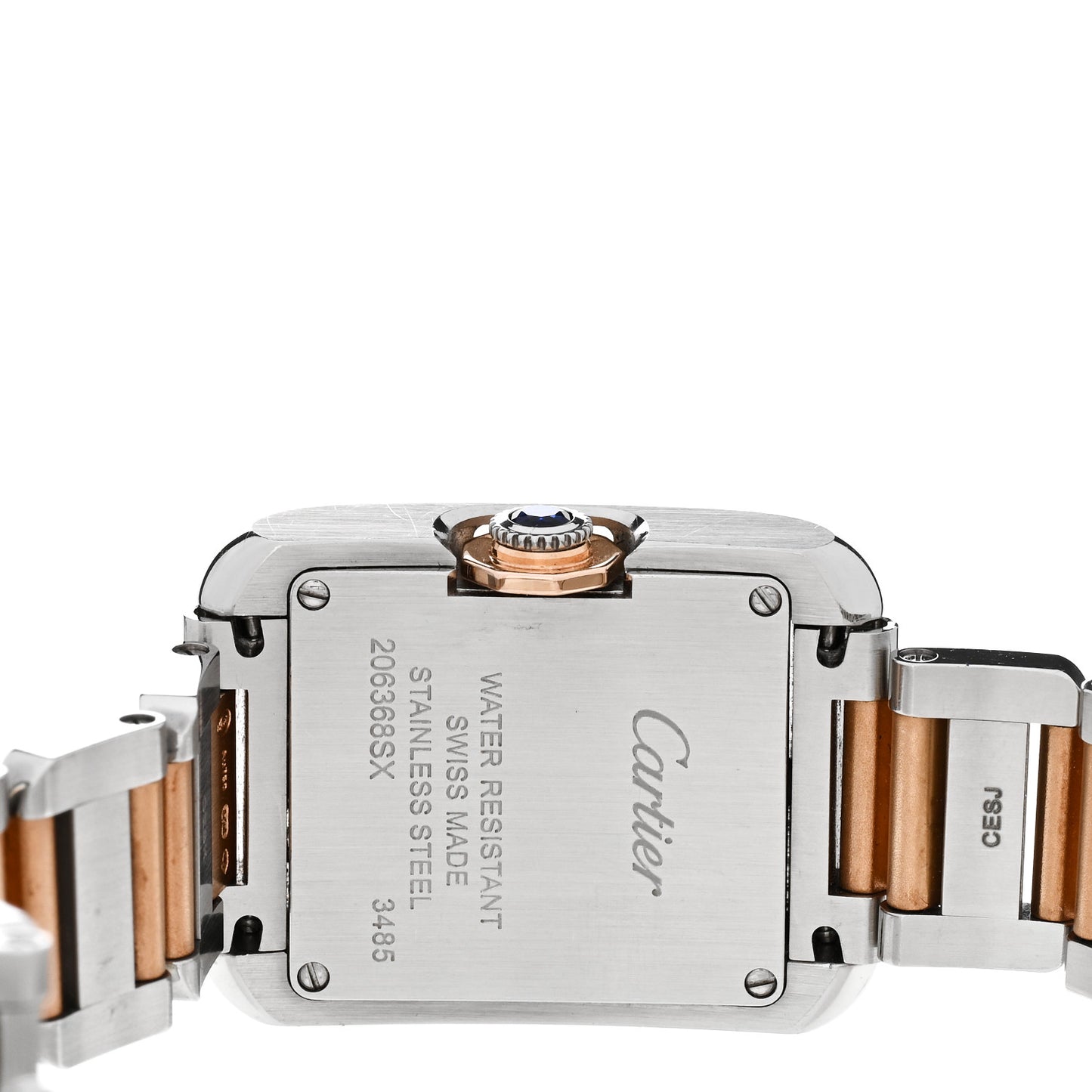 Stainless Steel 18K Pink Gold Diamond 23mm Tank Anglaise Quartz Watch