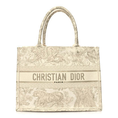 Christian Dior Canvas Embroidered Medium Dioriviera Toile De Jouy Book Tote Gold 1 of 11
