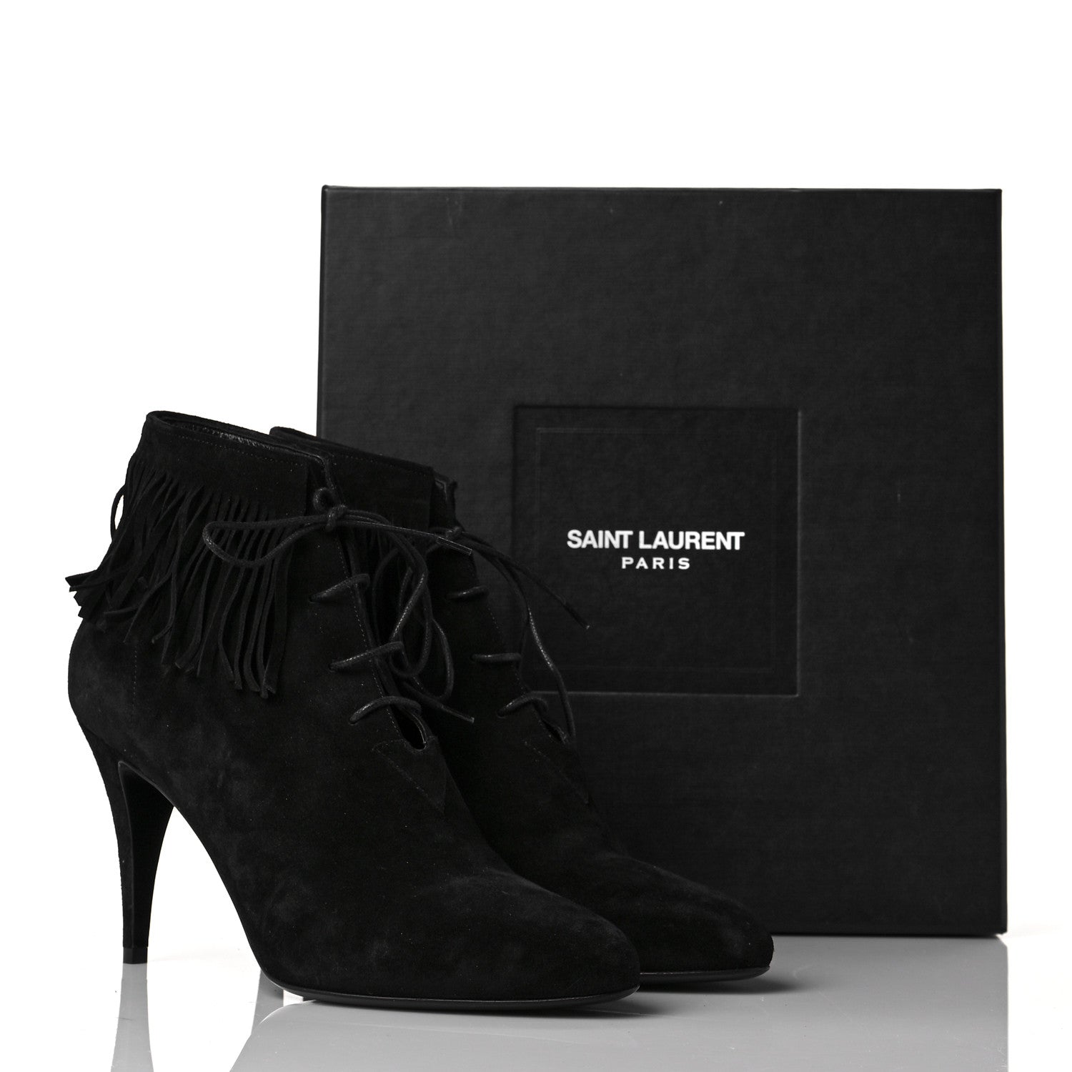 Saint Laurent Suede Fringe Babies Ankle Boots 41 Black 9 of 9