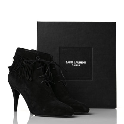 Saint Laurent Suede Fringe Babies Ankle Boots 41 Black 9 of 9