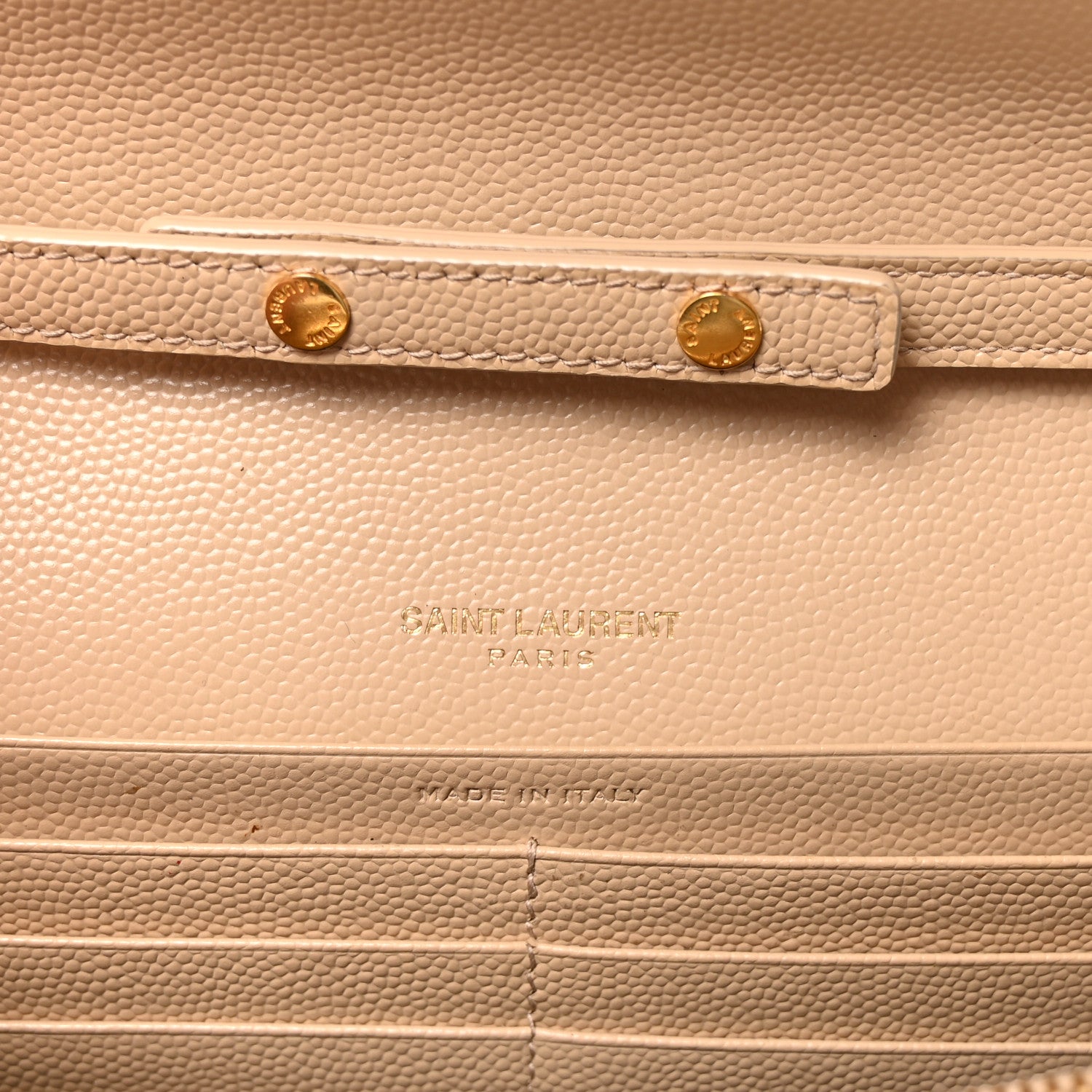 Saint Laurent Grain De Poudre Matelasse Chevron Monogram Chain Wallet Nude Powder 6 of 9