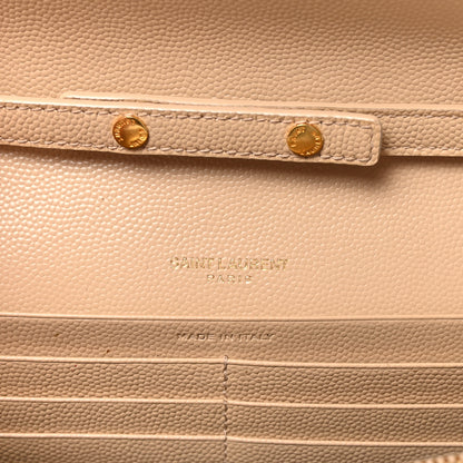 Saint Laurent Grain De Poudre Matelasse Chevron Monogram Chain Wallet Nude Powder 6 of 9