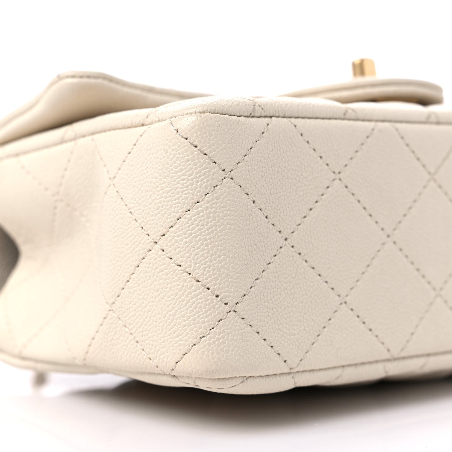 Caviar Quilted Mini Top Handle Rectangular Flap Beige