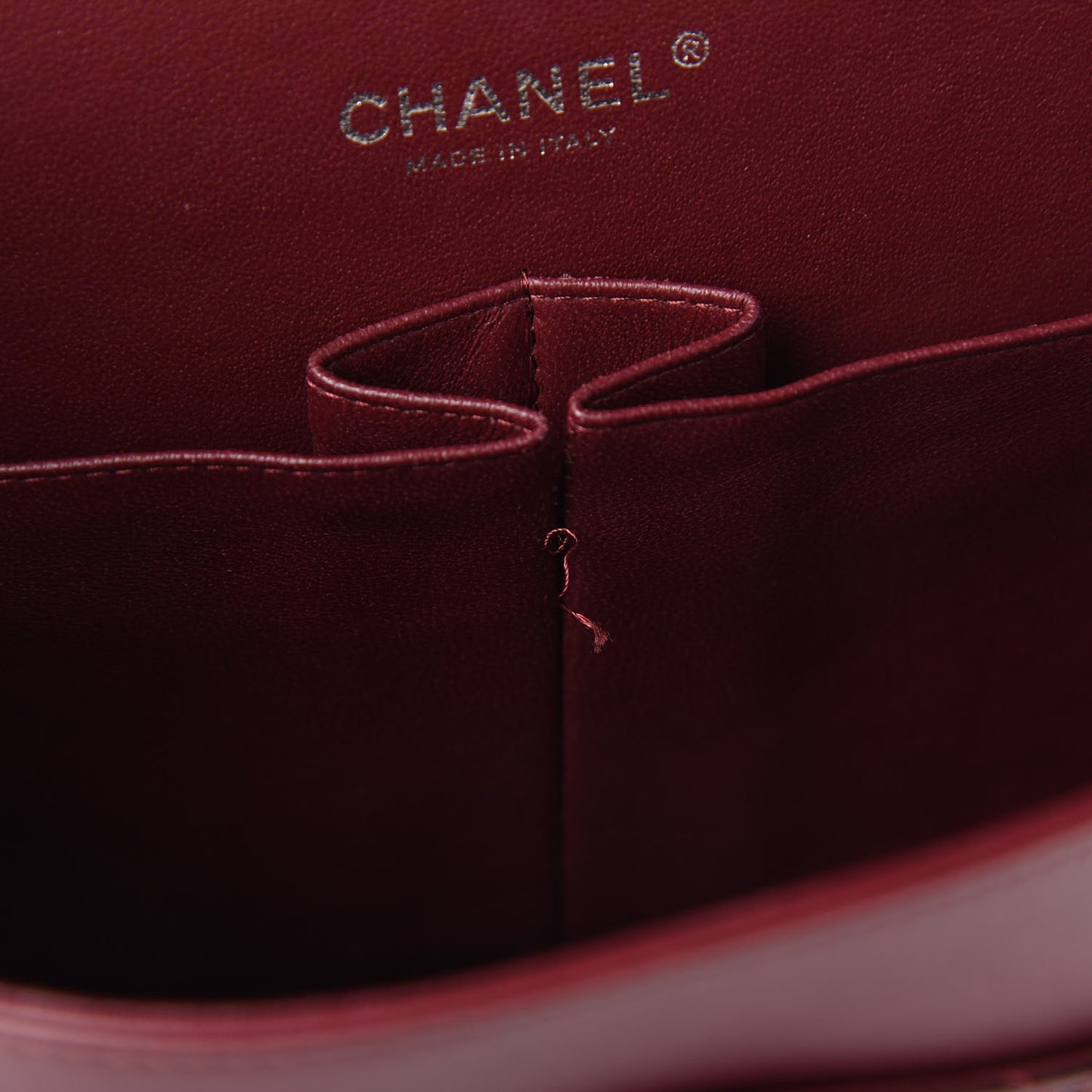 Striated Patent Quilted Jumbo Double Flap Burgundy