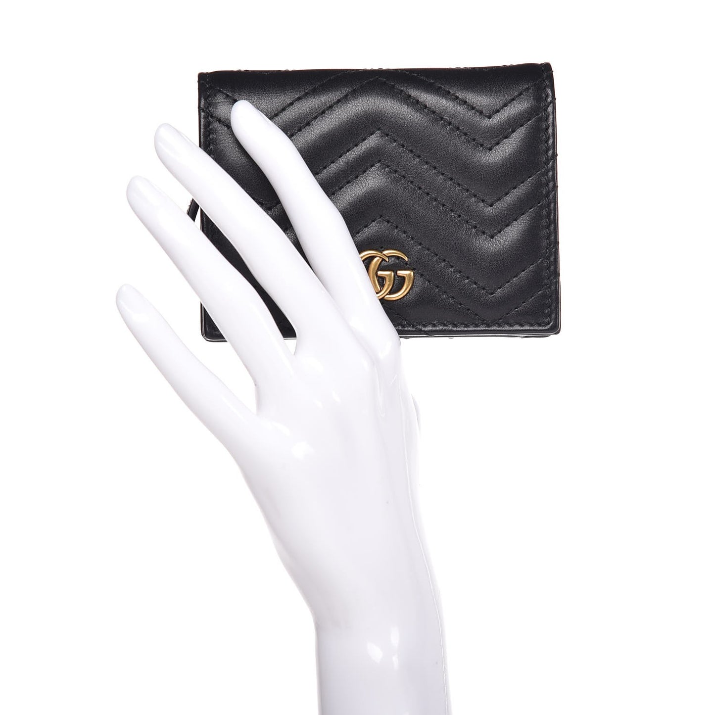 Calfskin Matelasse GG Marmont Card Case Wallet Black