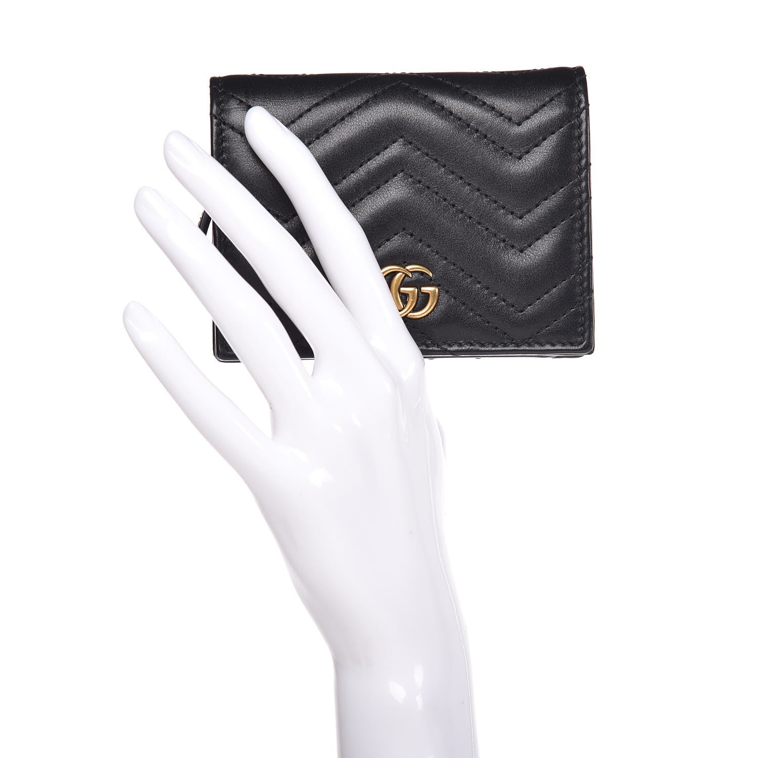 Gucci Calfskin Matelasse GG Marmont Card Case Wallet Black 2 of 10