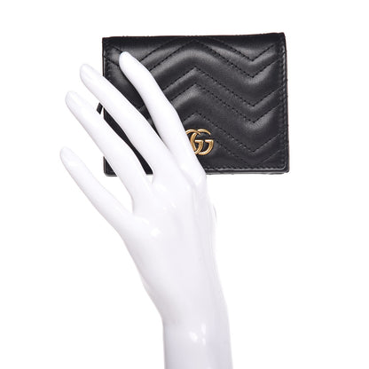 Gucci Calfskin Matelasse GG Marmont Card Case Wallet Black 2 of 10
