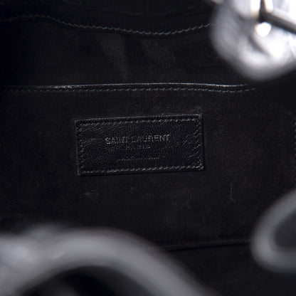 Saint Laurent Calfskin Crocodile Embossed Large Emmanuelle Bucket Bag Black 9 of 12