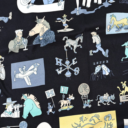 Hermes Silk Carres Libre Scarf 70 Black Bleu Jaune 2 of 3
