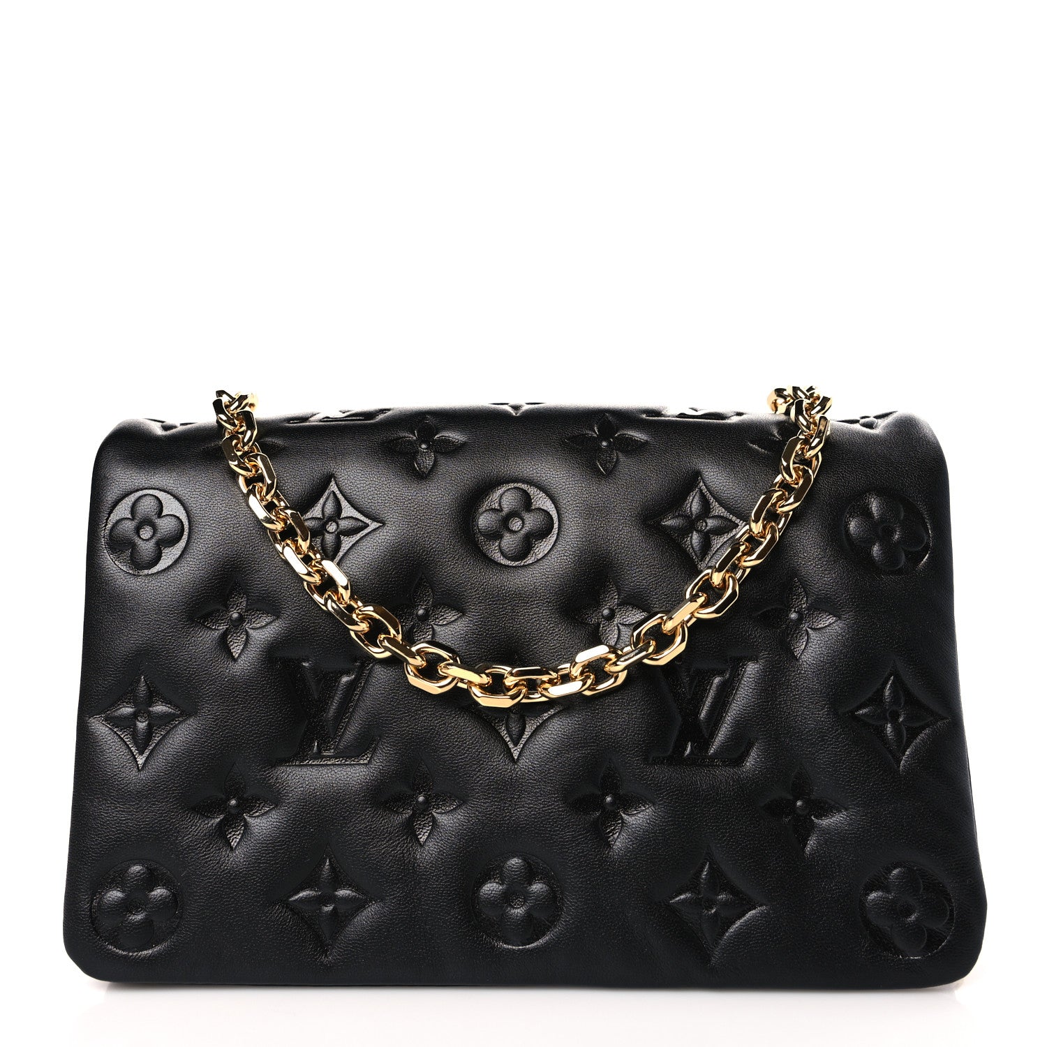 Louis Vuitton Lambskin Embossed Monogram Pochette Coussin Black 1 of 8