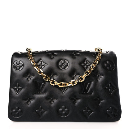 Louis Vuitton Lambskin Embossed Monogram Pochette Coussin Black 1 of 8