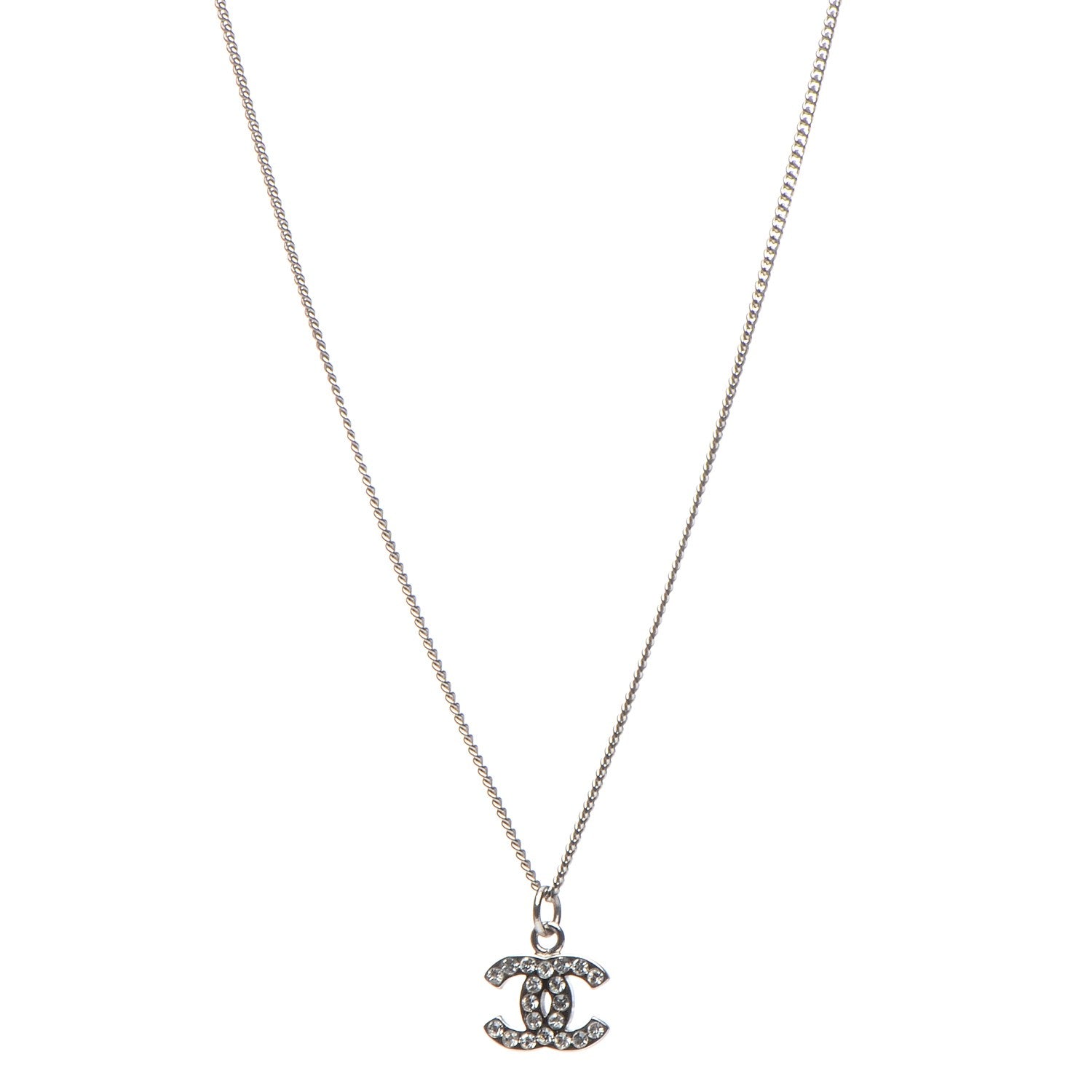 Chanel Crystal Timeless CC Necklace Silver 1 of 5