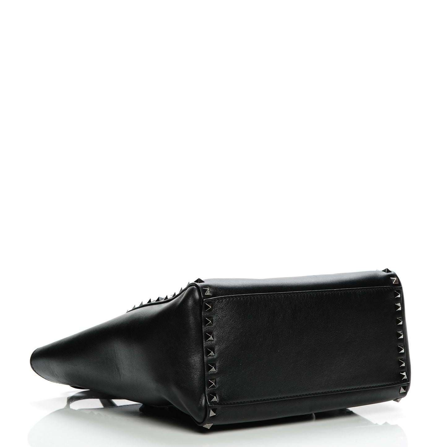 Vitello Rockstud Double Handle Tote Black