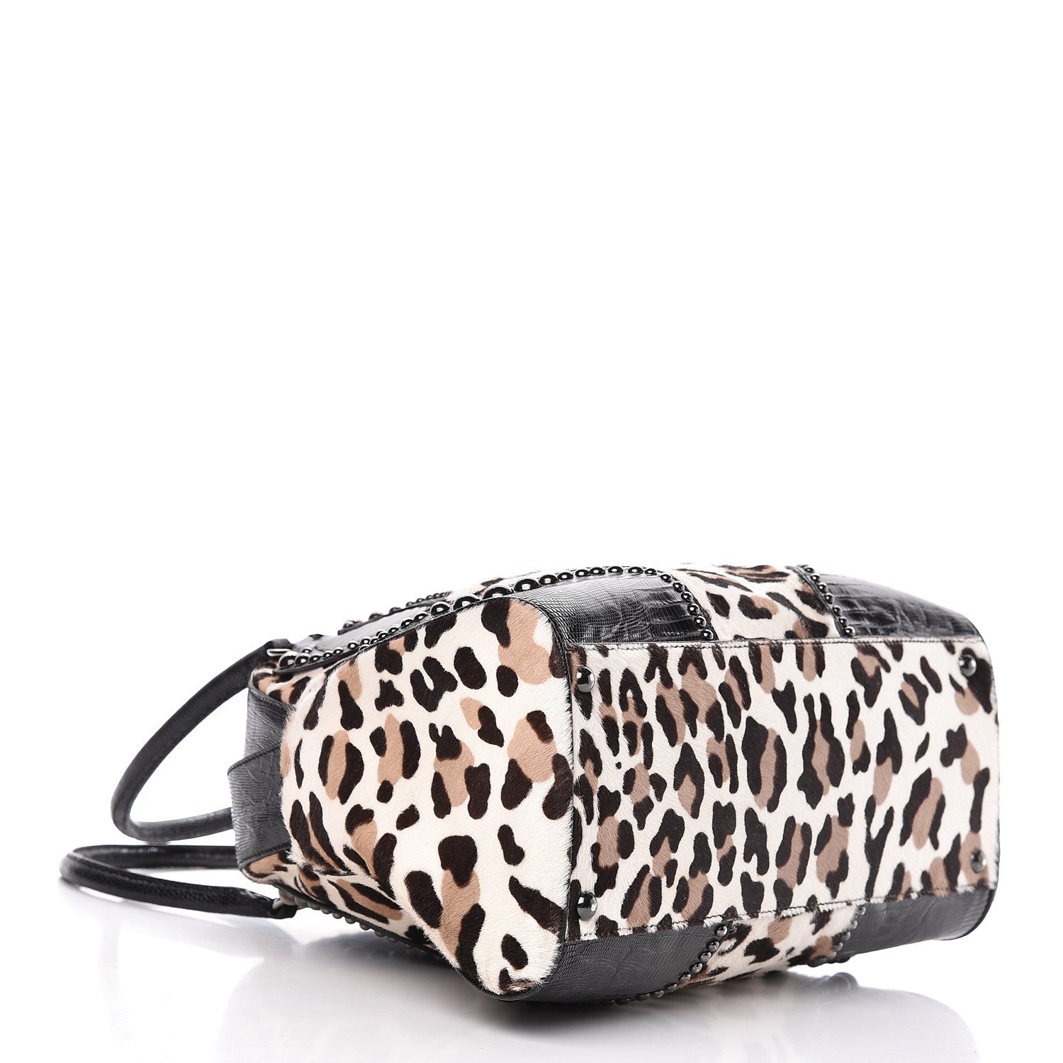 Alaia Calf Hair Leopard Print Lizard Calfskin Embossed Studded Tote 4 of 9