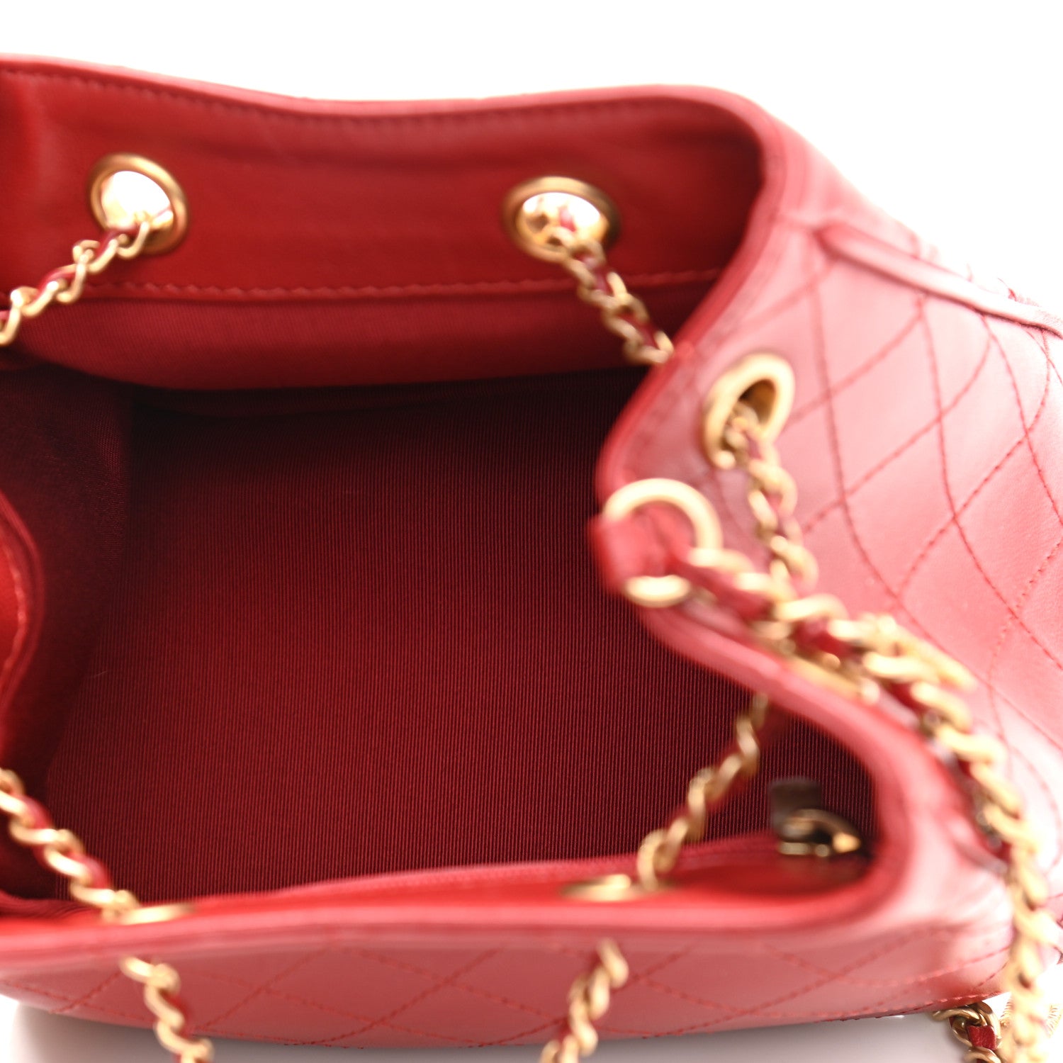 Chanel Calfskin Stitched Small Egyptian Amulet Drawstring Bag Red 4 of 10
