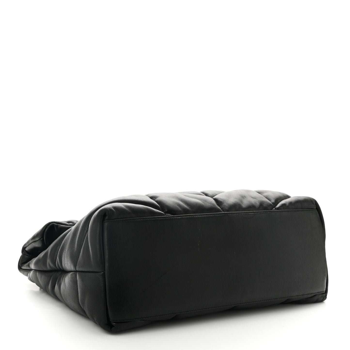 Lambskin Quilted Monogram Monochrome Small Loulou Puffer Chain Satchel Black