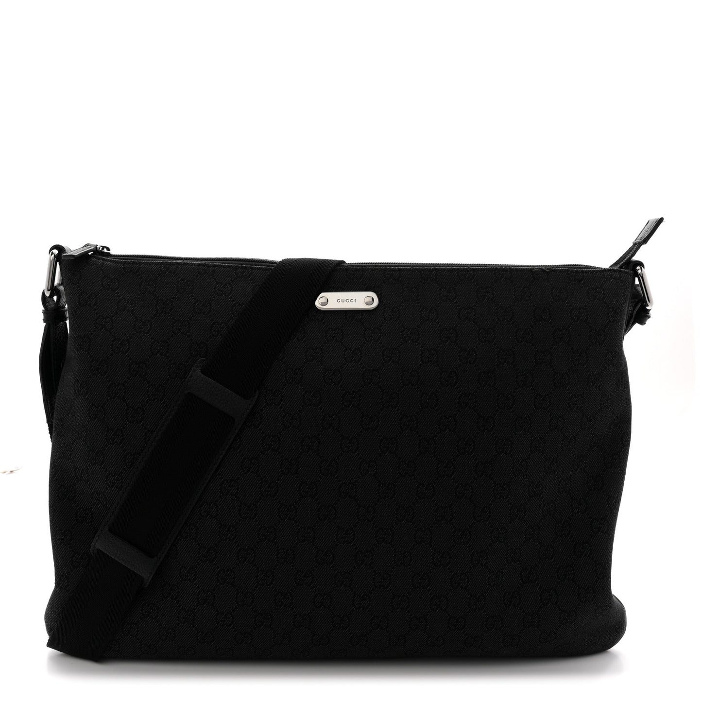 Denim Monogram Flat Messenger Bag  Black