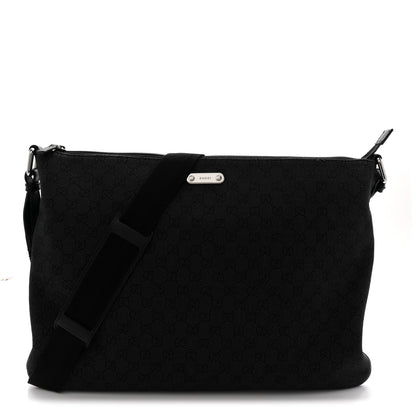 Gucci Denim Monogram Flat Messenger Bag  Black 1 of 13