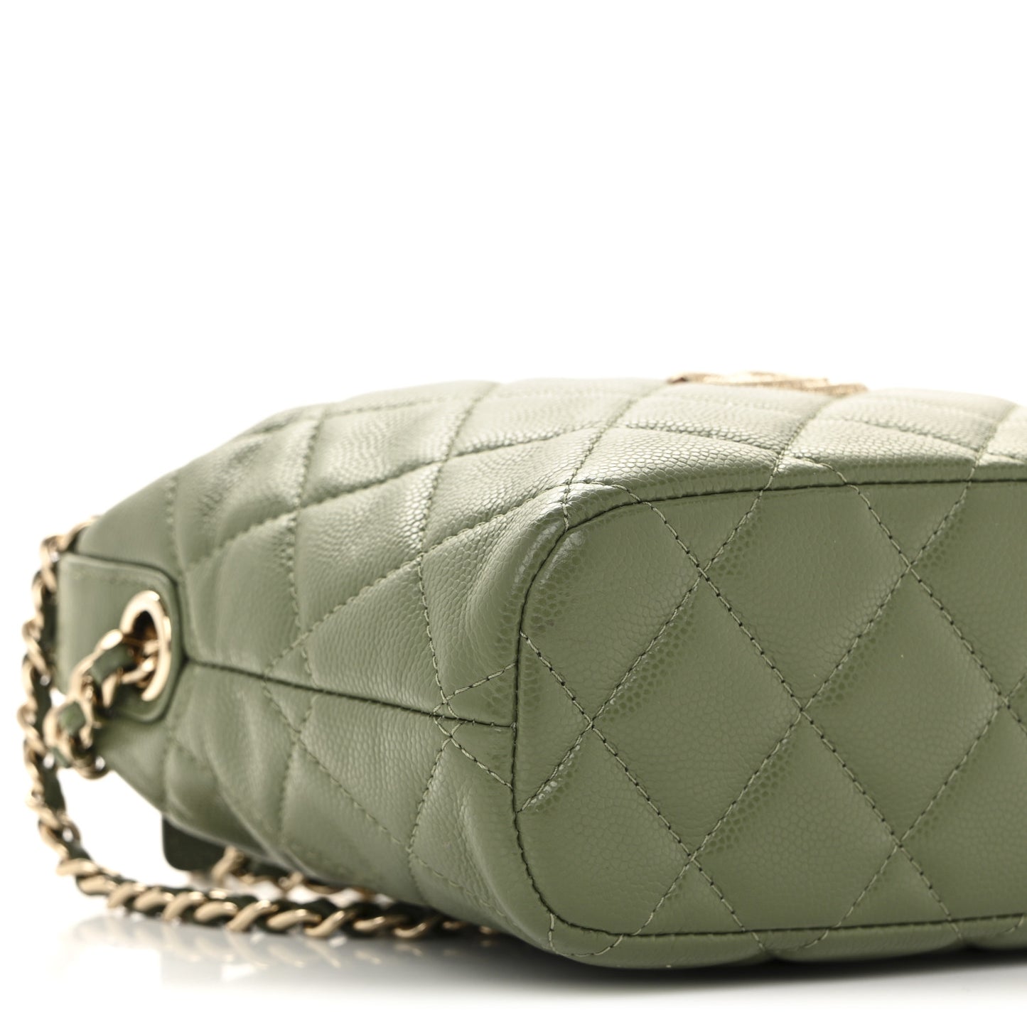 Caviar Quilted Chain Hobo Khaki