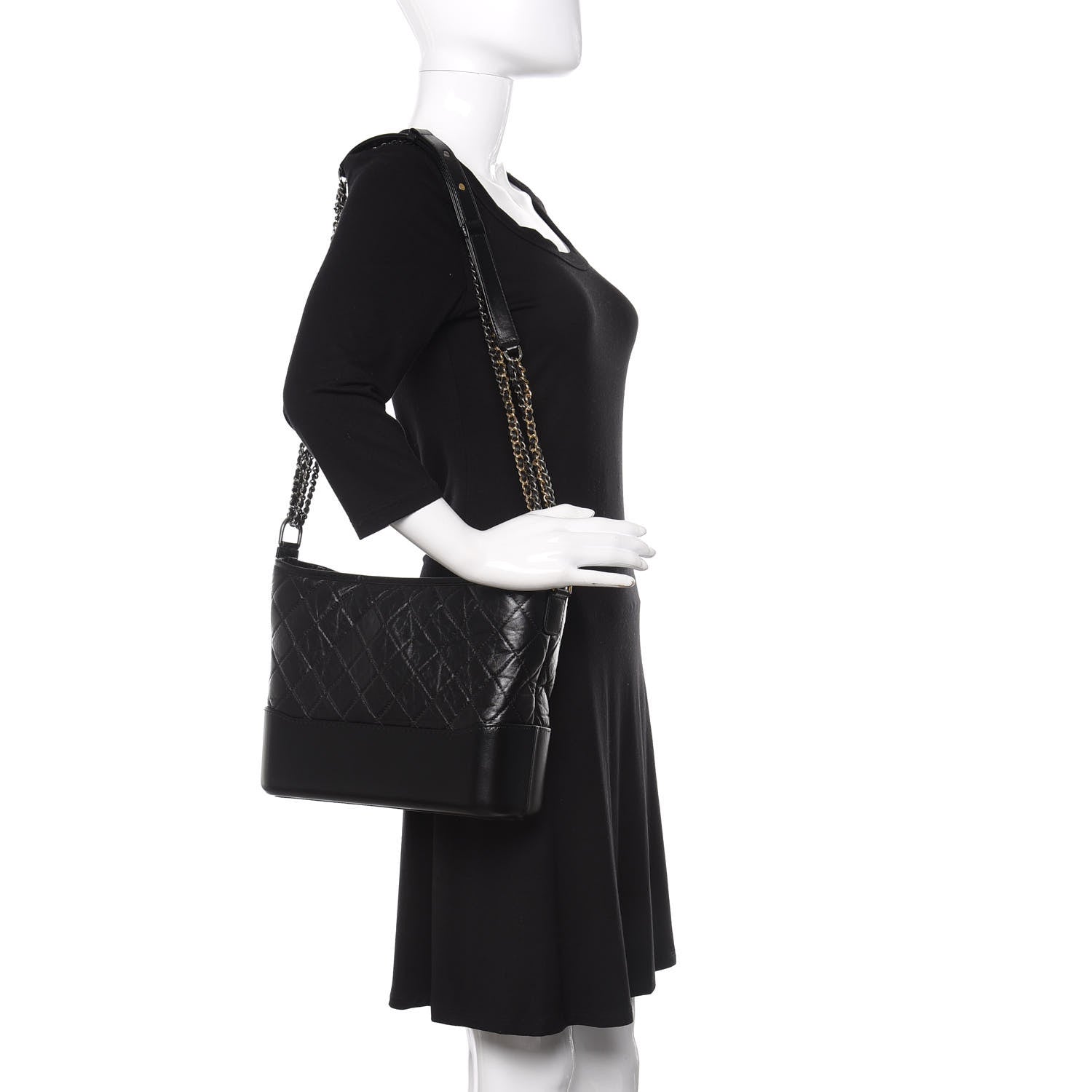 Chanel Aged Calfskin Quilted Medium Gabrielle Hobo Black 2 of 11