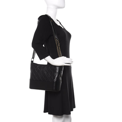 Chanel Aged Calfskin Quilted Medium Gabrielle Hobo Black 2 of 11