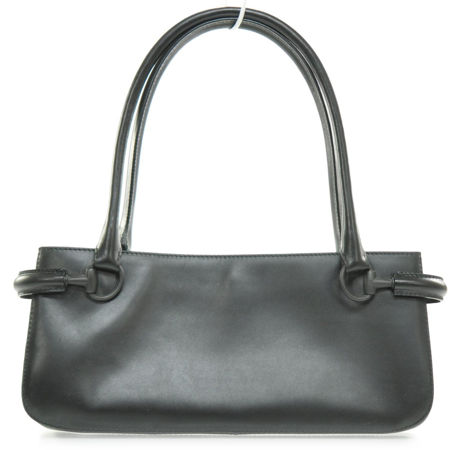 Matte Leather Horsebit Shoulder Bag Black