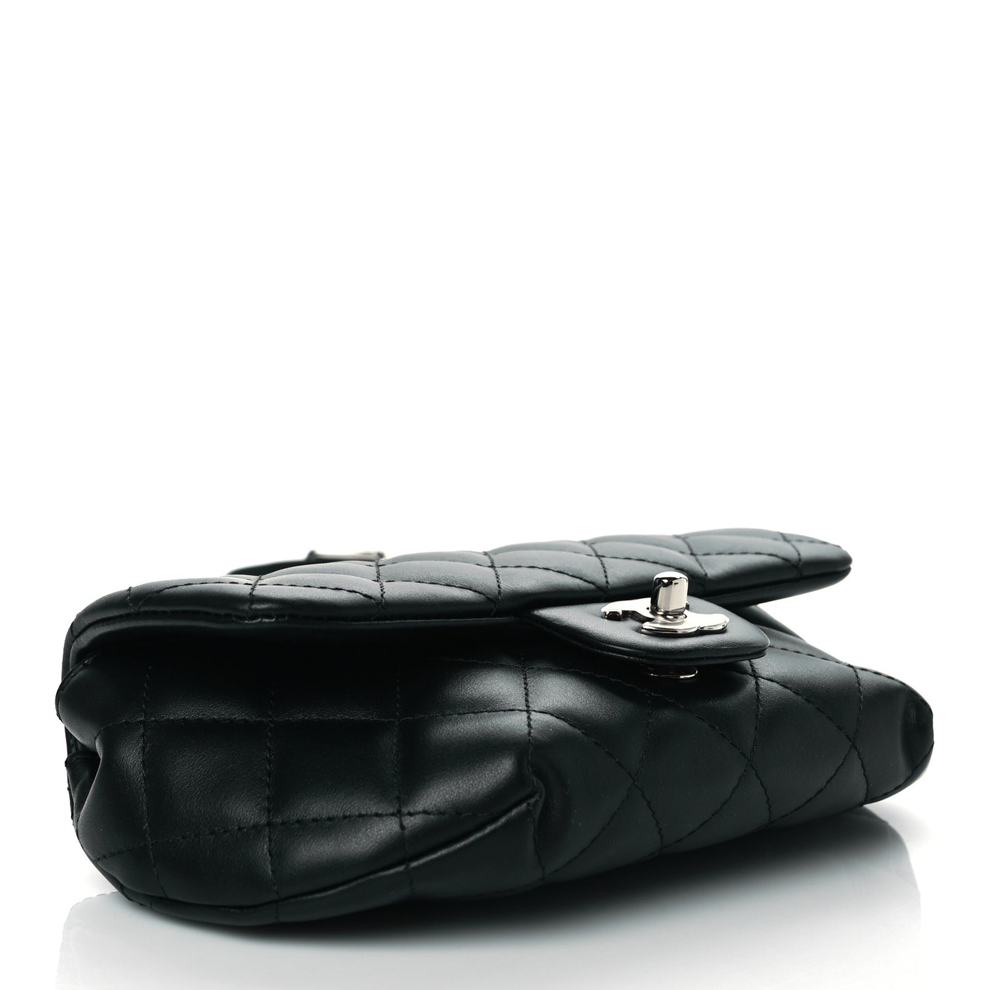 Calfskin Quilted CC Uniform Flap Belt Bag Black
