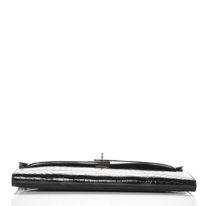 Hermes Shiny Niloticus Crocodile Kelly Cut Pochette Black 24 of 24