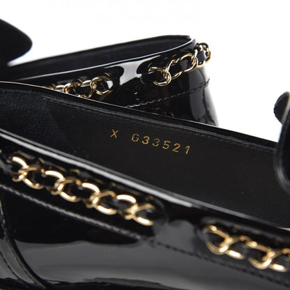 Chanel Patent Calfskin CC Chain Mocassin Loafers 38.5 Black 9 of 9